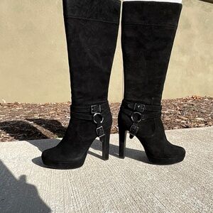 Gianni Bini- Tall-Black Leather suede boots w/buckle-NEW-7